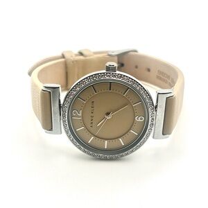 Anne Klein Taupe Beige Crystal Bezel Womens Watch New Battery